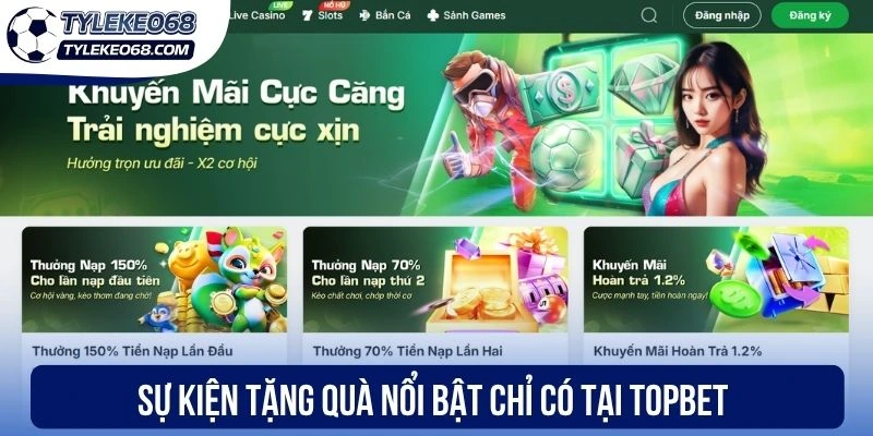 Sự kiện tặng quà nổi bật chỉ có tại Topbet