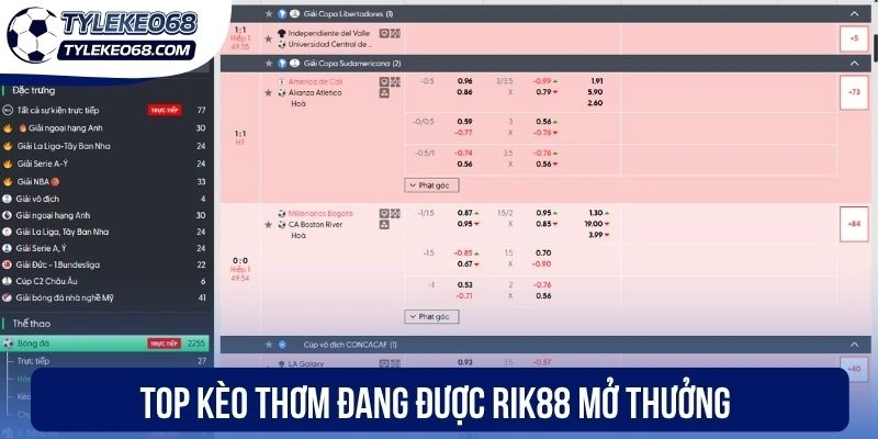 Top kèo thơm đang được Rik88 mở thưởng